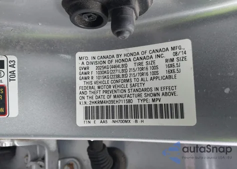 2014 Honda Cr-V Lx из США, поврежденный, VIN 2HKRM4H39EH711580